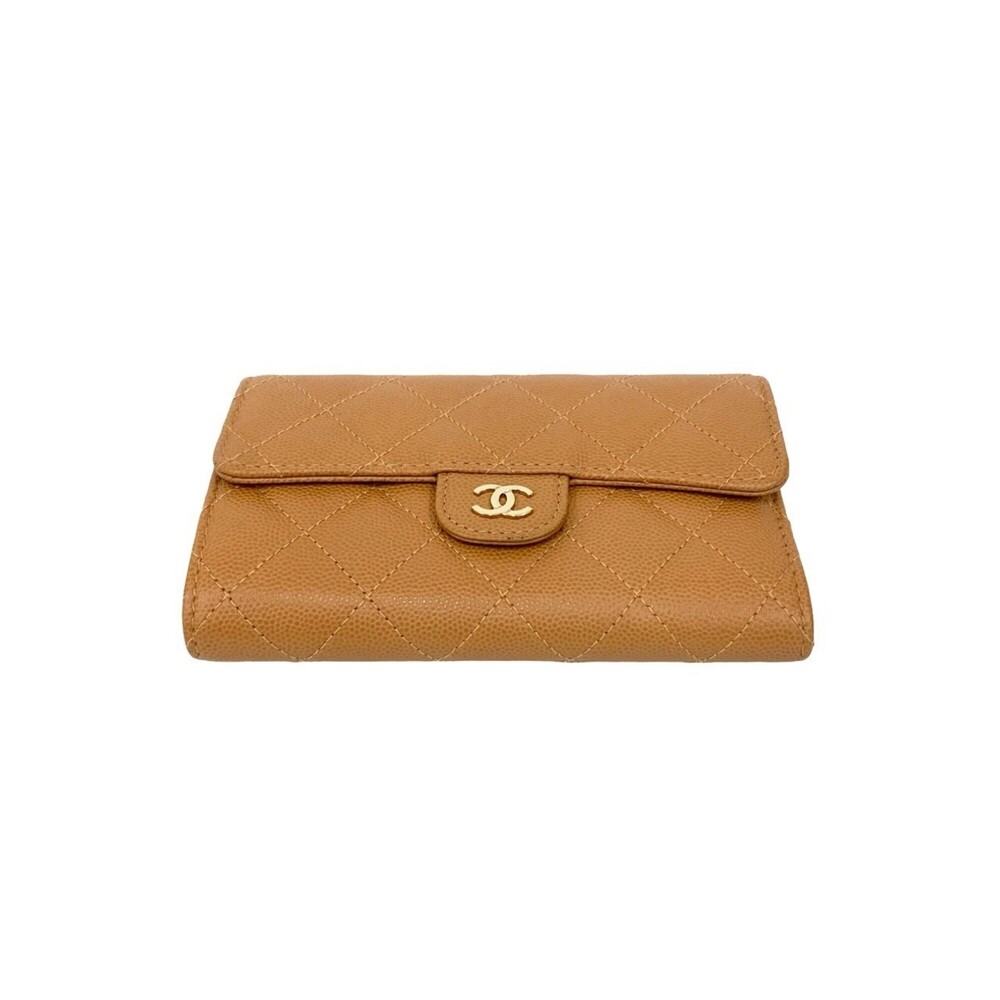 CHANEL Cream Caviar Leather Logo Wallet - Picture 6 of 10